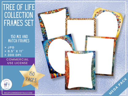 mockup of tree of life collection digital papers covers frames mix and match papers