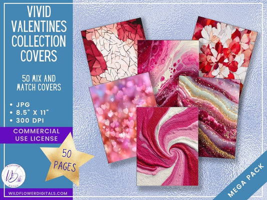 mockup of vivid valentines covers digital papers mix and match