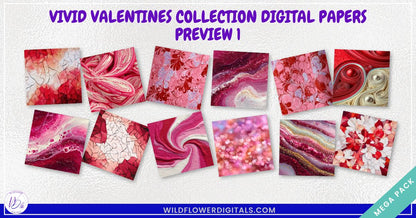 mockup of vivid valentines digital papers mix and match papers