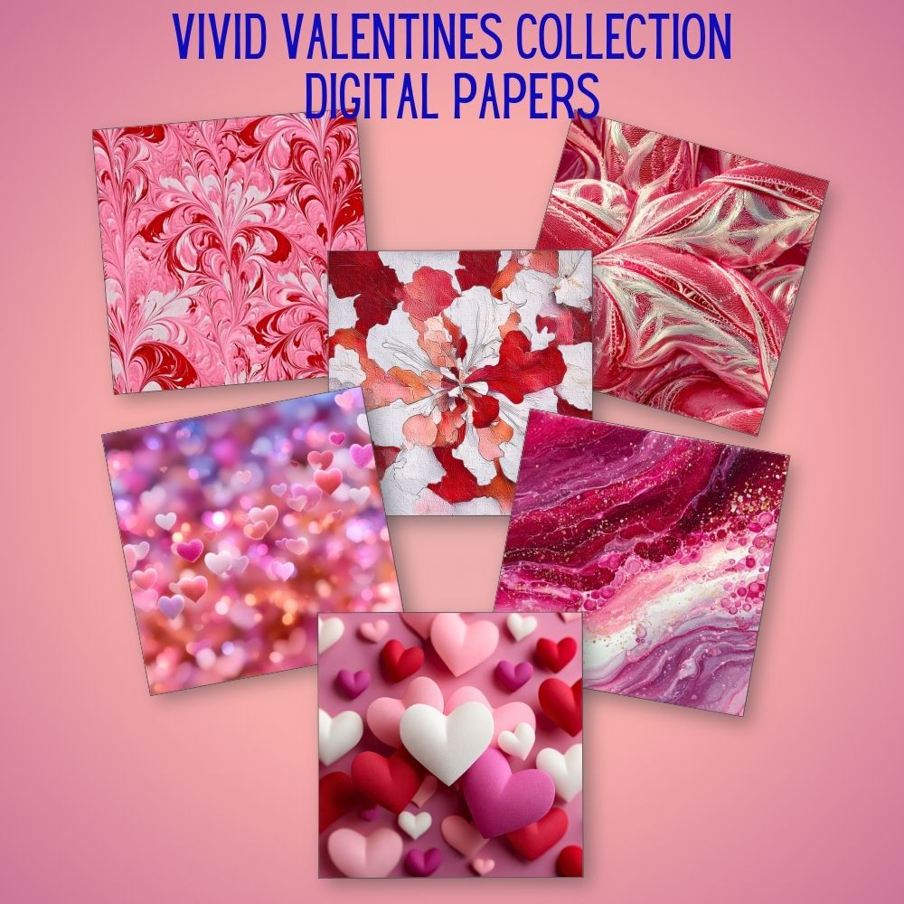mockup of vivid valentines digital papers mix and match papers