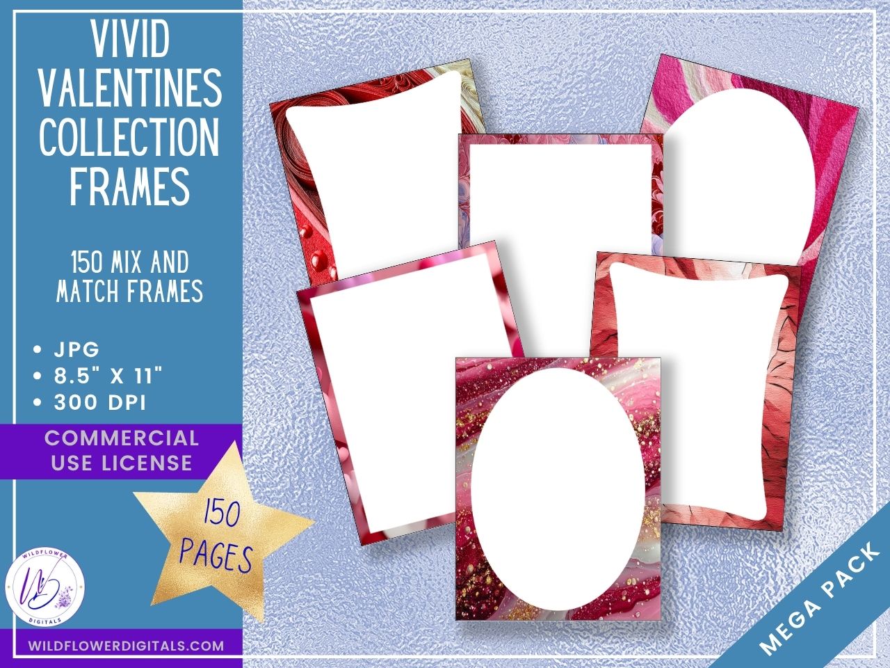 mockup of vivid valentines frames set mix and match stationery designs