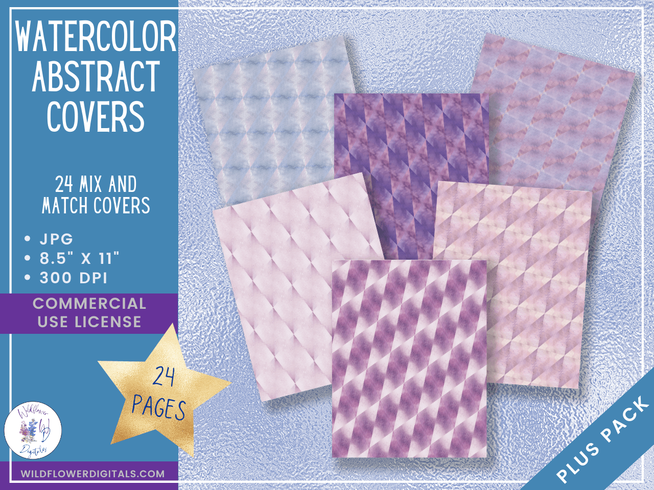 mockup of watercolor abstract covers digital papers mix and match