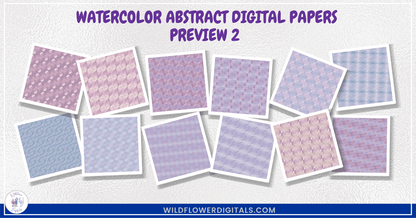 preview mockup of watercolor abstract digital papers mix and match papers