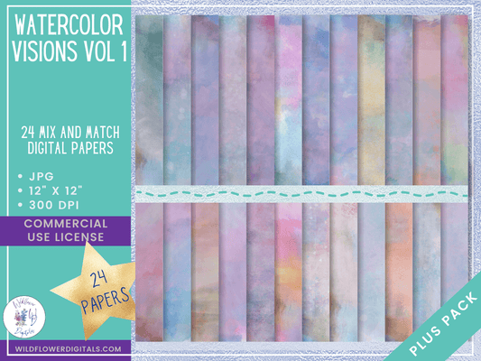 mockup of watercolor visions digital papers mix and match papers