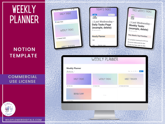 mockup of weekly planner notion template