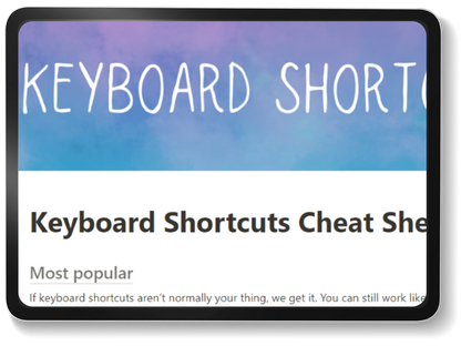 mockup of weekly planner notion template keyboard shortcuts